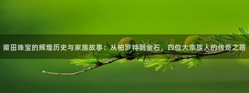 新宝5测速下载：莆田珠宝的辉煌历史与家族故事：从柏罗特到金石，四位大宗族人的传奇