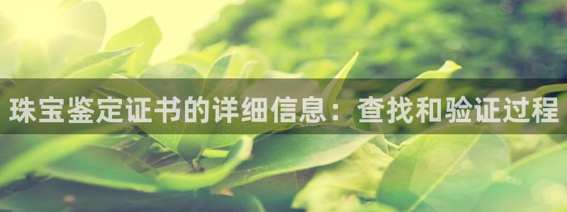 新宝5登录地址：珠宝鉴定证书的详细信息：查找和验证过程